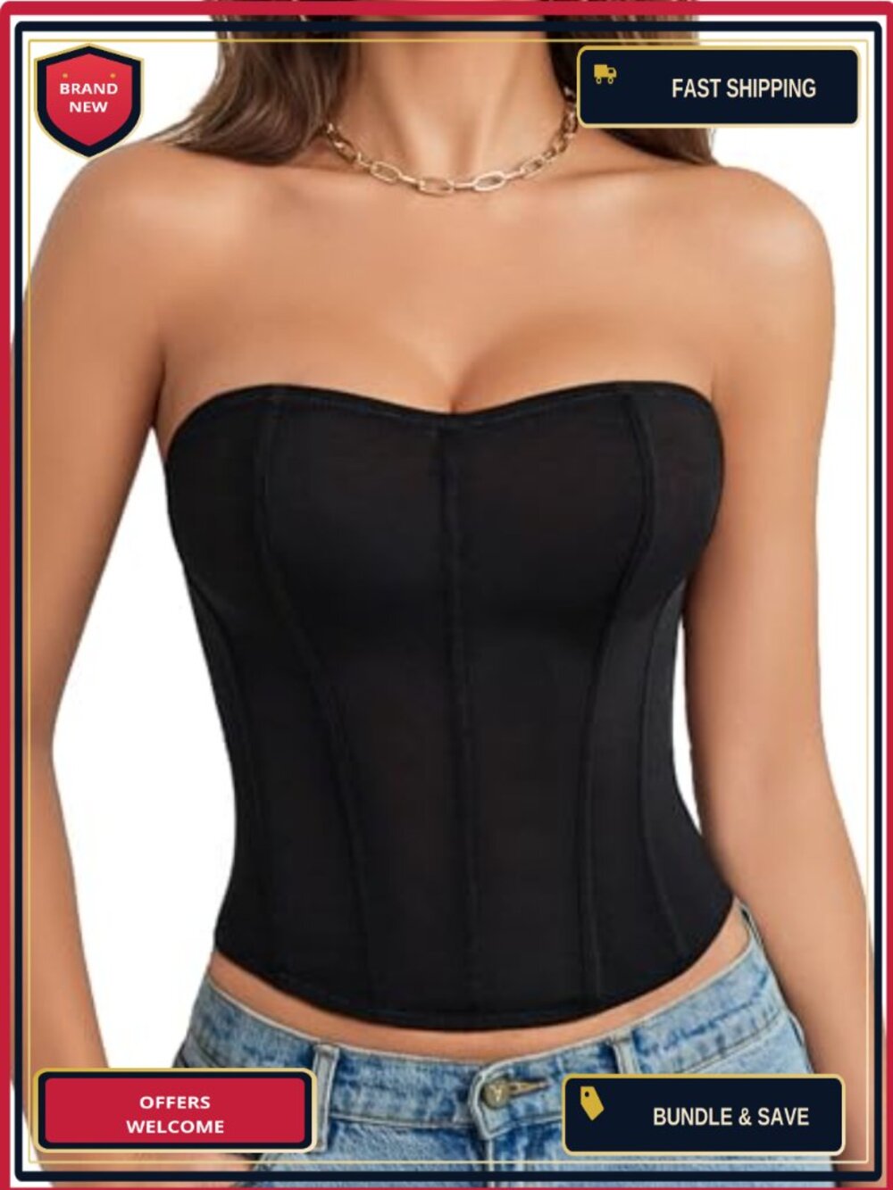Avidlove Mesh Strapless Bustier Boned Corset Top Tie Back Party Lingerie